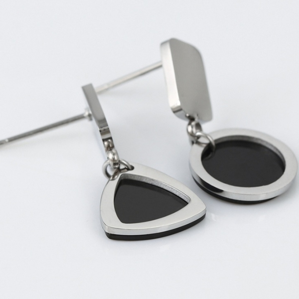 Ceramic Dangle Earrings, Rhodium Plated - Picture 7 of 11